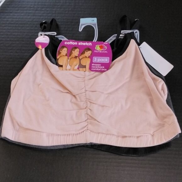 Women's 3 Pack Fruit of The Loom Racerback Bra's - Picture 1 of 6